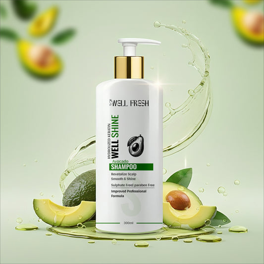 Avocado Shampoo for Hair Nourishment and Scalp Care Ingredients Display View