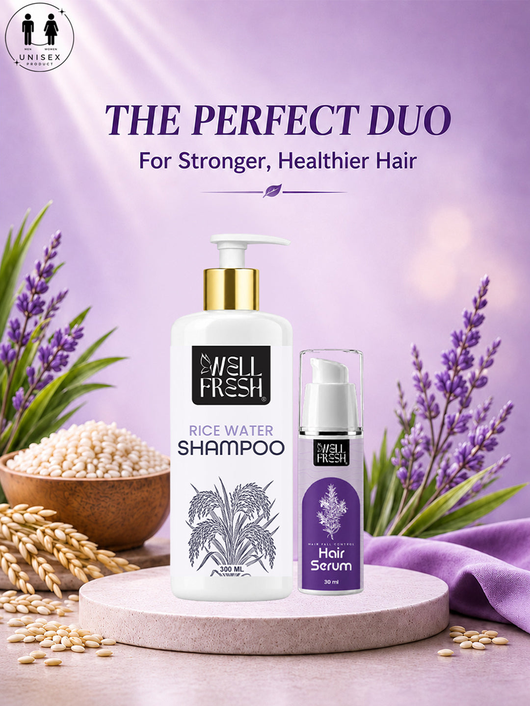 Rice water Shampoo  & Hair fall control Serum Combo Pack