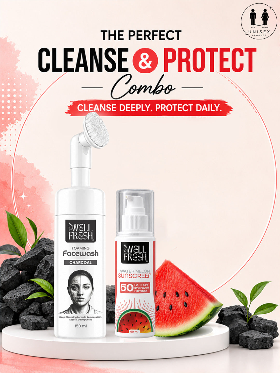 Watermelon Sunscreen  & Charcoal Face Wash Combo Pack