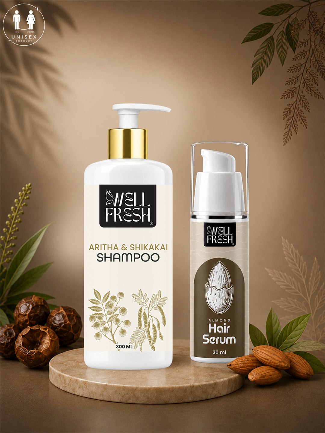 Amla Reetha Shikakai Shampoo & Almond Hair Serum Combo Pack