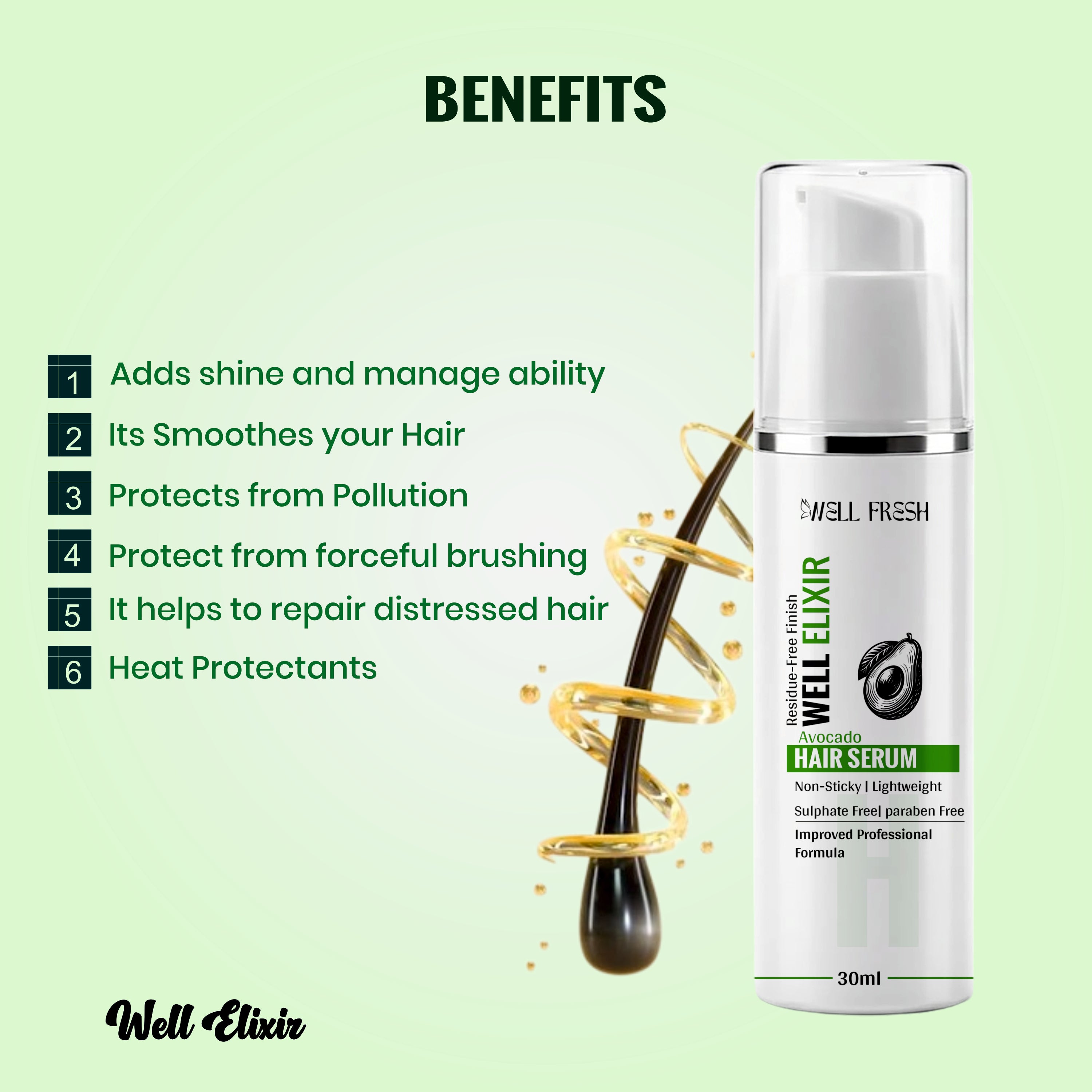 WELL ELIXIR Avocado Hair Serum – 30ml