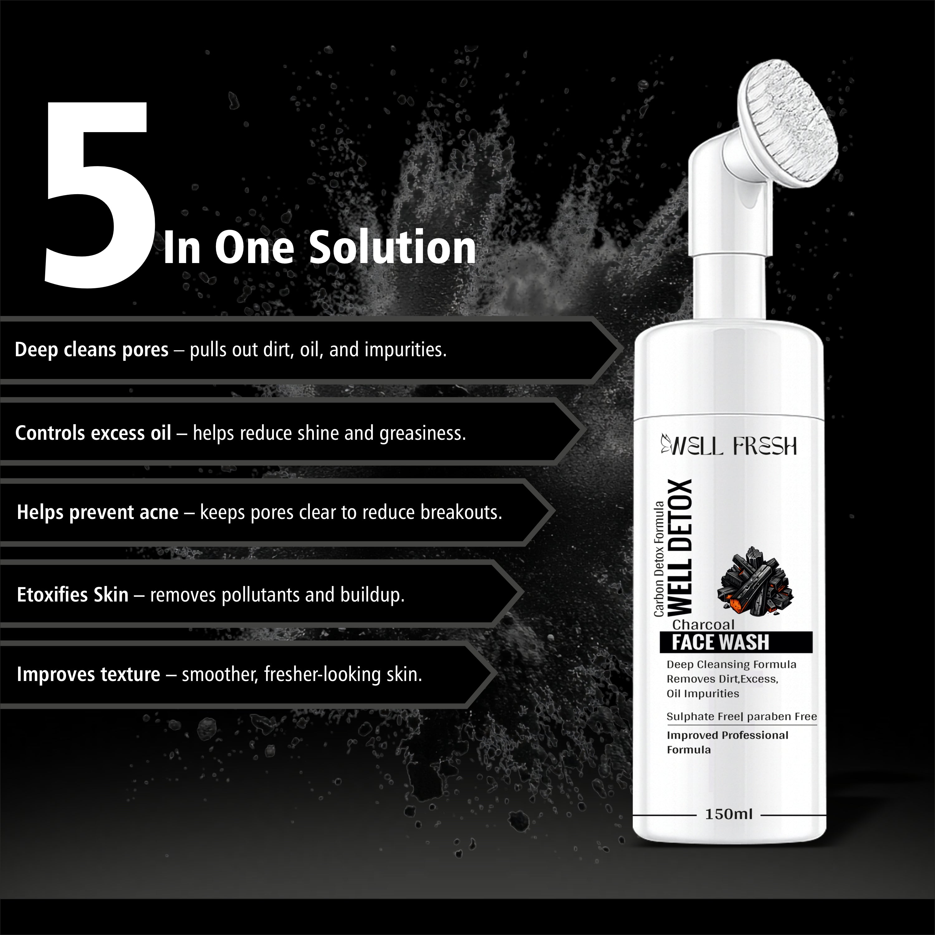 WELL DETOX Charcoal Face Wash – 150ml