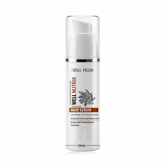 Almond Hair Serum with Jojoba Oil for Soft Smooth and Shiny Hair Close Up Front View