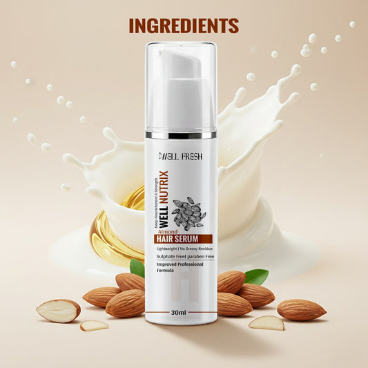 Almond Hair Serum with Jojoba Oil for Soft Smooth and Shiny Hair Ingredients Display View