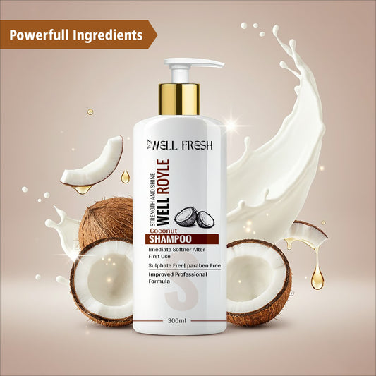 Coconut Shampoo for Deep Hair Nourishment and Shine Ingredients Display View