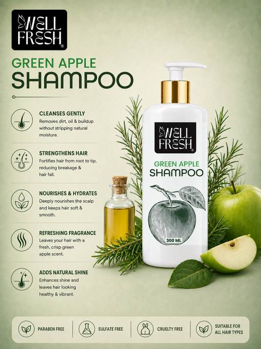 Green Apple Shampoo for Oily Scalp and Hair Freshness
