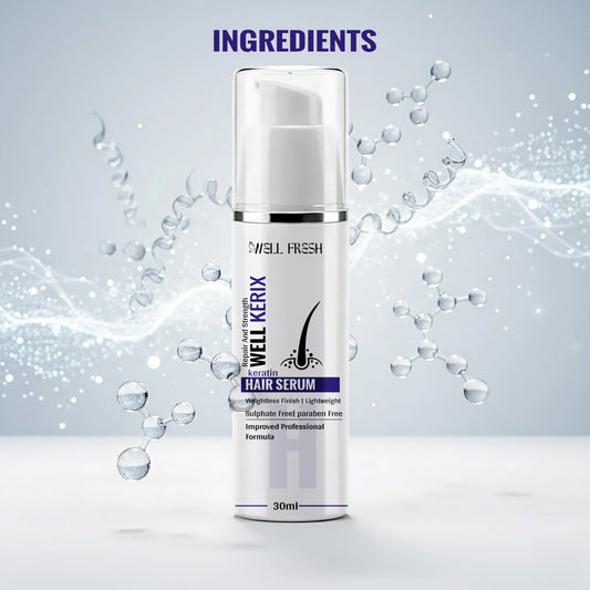 Keratin Hair Serum for Smooth Frizz-Free and Silky Hair Ingredients Display View