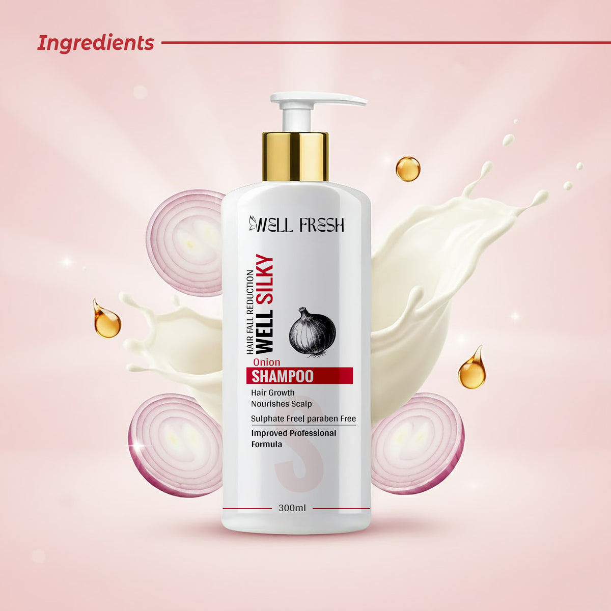 Onion Shampoo For Hair Growth & Nourishes Scalp With Sulphate Free Ingredients Display View