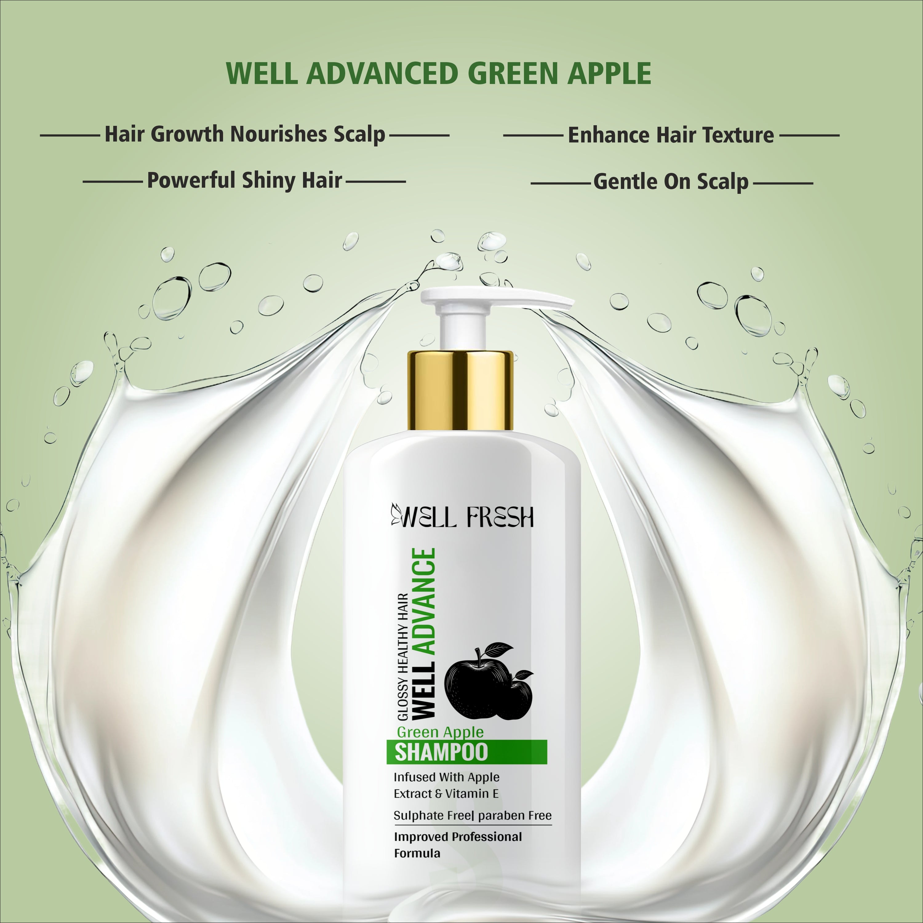 WELL ADVANCE Green Apple Shampoo – 300ml