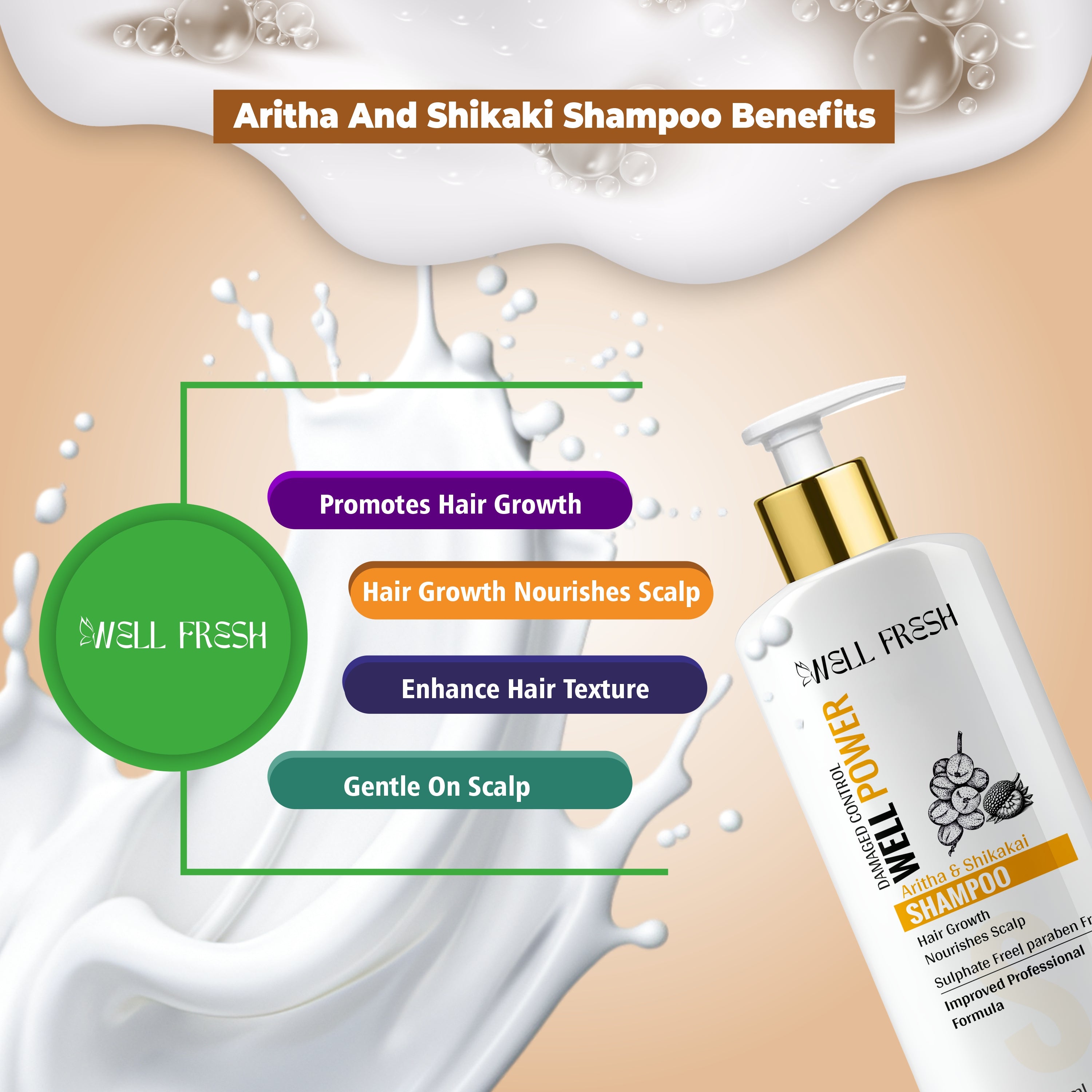 WELL POWER Aritha & Shikakai Shampoo – 300ml