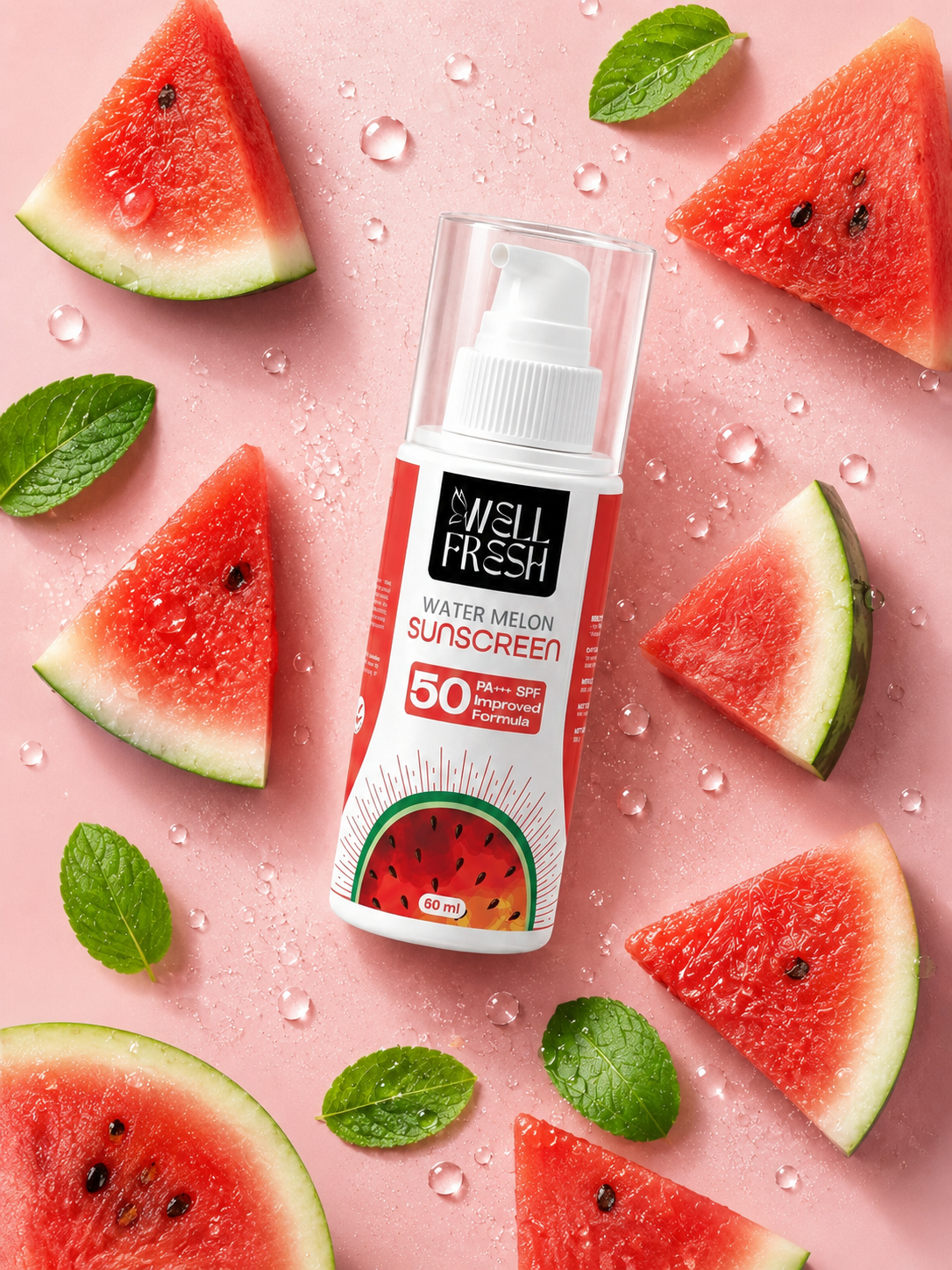 Watermelon Sunscreen SPF 50 PA+++ for Sun Protection and Hydrated Skin